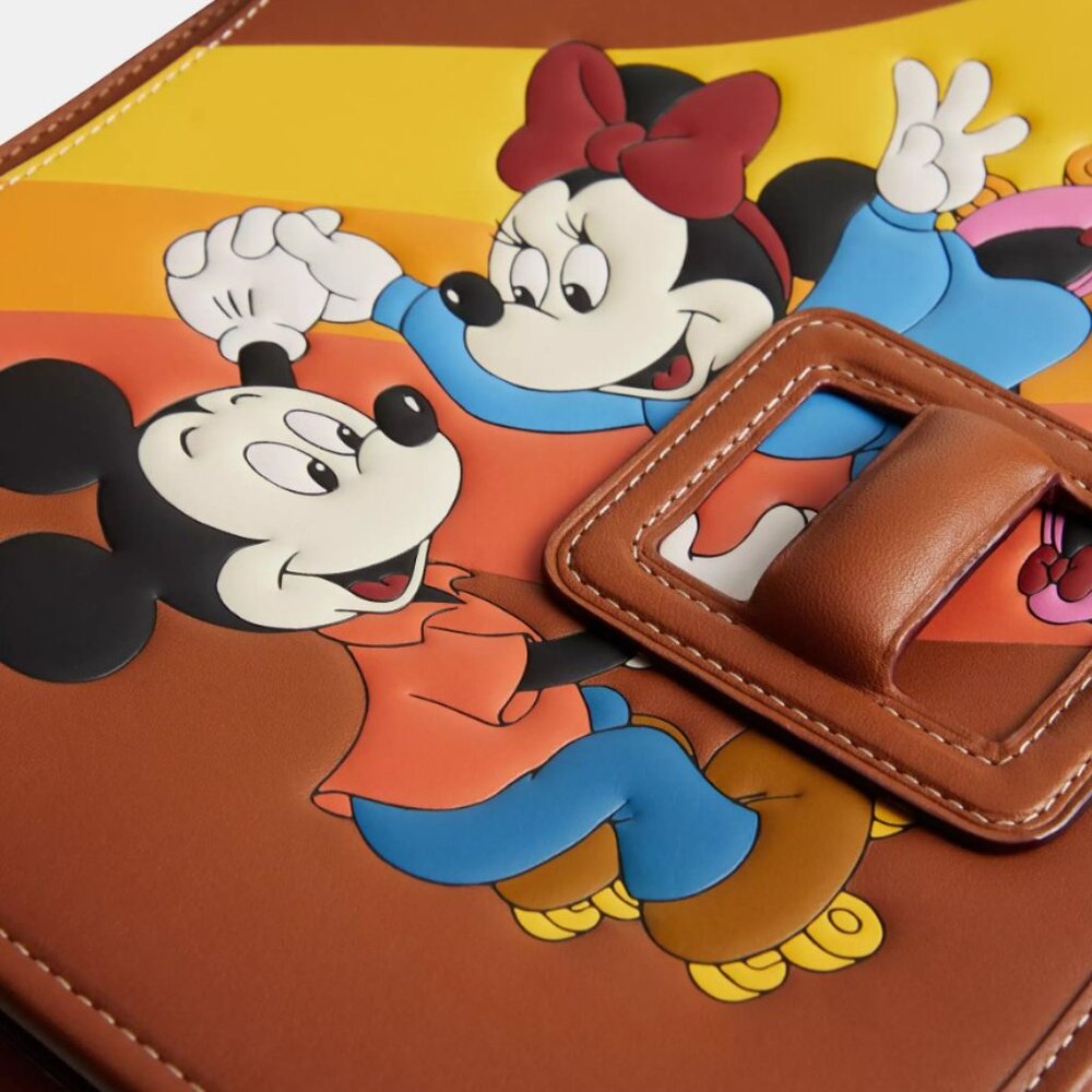 NWT Disney X Coach Courier Bag Mickey Mouse & Minnie Mouse Purse Leather - Picture 6 of 10